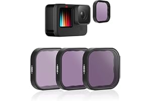 TELESIN 3 Pack filtri a densità neutra ND8 ND16 ND32 compatibile con GoPro Hero 11 Hero 10 Hero 9 Black- Lens Filter Kit Lens Protector per Go Pro 11 10 9 Accessori per fotocamera