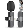 Professional Wireless Lavalier Microphone for iPhone iPad, Cordless Omnidirectional Clip Mic, Plug-Play Microphone for Interview Video Podcast Vlog YouTube TikTok