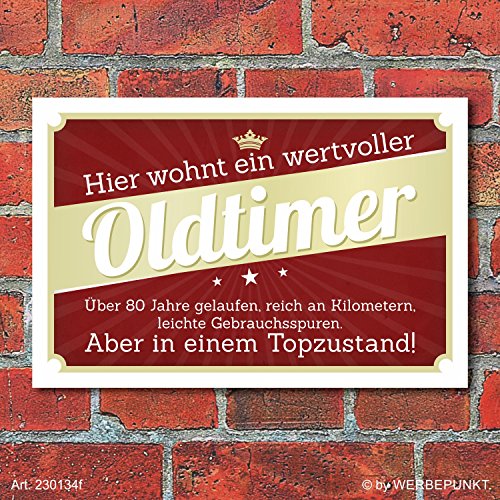 Schild Retro Vintage Geburtstag Geschenk Oldtimer 80 80er achtzig Alu-Verbund 300 x 200 mm