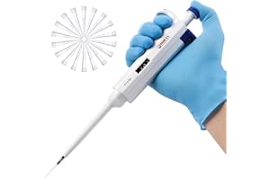 FOUR E'S SCIENTIFIC 0.1-2.5ul Micropipette with 30pcs Universal Pipette Tips Single Channel Micropipette High Accuracy Pipette for Laboratory