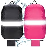DKDDSSS 2 Pcs Waterproof Backpack Cover, Reflective Waterproof Backpack Cover, Rain Protector Bag Cover with Reflective Band