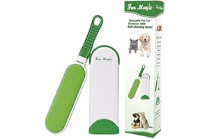 Fur Magic Pet Hair Remover Lint Brush With Self-Cleaning Base, Reusable Fluff Remover for Clothes, Double-Sided Fur Cleaner for Dog and Cat, Green