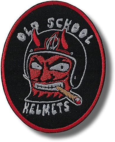 Old school helmets - Iron/Sew on patch, 8 x 10 cm