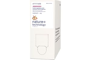 ATTITUDE Recharge Nettoyant Fruits & Légumes, sécurité alimentaire, élimine saletés et résidus, ingrédients véganes et à base de plantes, sans parfum, 2 L