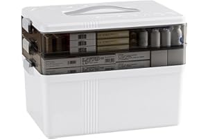 kiptyg Contenitore per Medicinali a 3 Livelli, Scatola Porta Medicine Grande Capacità con Maniglia – Organizzatore per Farmaci, Cosmetici e Pronto Soccorso in Plastica PP Resistente(34x22x24.5 cm)