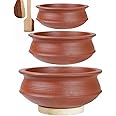 Craftsman India Online Clay Biryani Handi|Pot For Cooking&Serving Combo (7 Liter,Red) (Earthenware),Uncoated