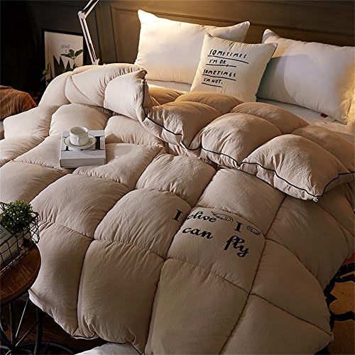 YF ~ Fashion Quilt Spring And Autumn Bedding Winter Thickening Warmth Single / Double Cotton Keep Warm Quilt/Comforter Printing Thickening Quilt ( Color : Khaki , Size : 180*200cm 2kg )
