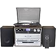 soundmaster MCD5550 Bluetooth HiFi System with FM/DAB Radio, Twin Cassette, Tape to Tape Recording, CD Player & Record Player Turntable (BLUETOOTH/DAB/FM/CD/TAPE REC/TURNTABLE - BROWN)