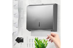 LANSKYLAN Edelstahl Handtuchspender Papierspender Abschließbar Papierhandtuchspender ohne Bohren Papierhandtücher Spender Edelstahl Falttuchspender für ca. 250-400 Blatt C/ZZ-Falz Papierhandtücher