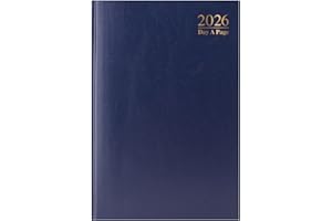 QUICKDRAW 2026 A4 Day a Page Diary – Full Year Hardback Casebound Organiser – Day per Page Desk Diary Planner for Home Office School & Work – UK Focused Diaries with Durable Covers & Ribbon Page Marker (Blue)