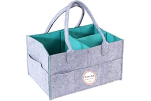 zimohe Panier de Rangement pour Bébé en Feutre Sac de Couche - Rangement pour Nurserie, Liste de Naissance, Table à Langer, Panier Cadeau pour Fille et Garçon (Turquoise)