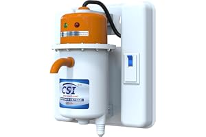 CSI International Instant Water Heater Geyser 1 Litre Portable ABS Plastic Body Fast Heating Electric Water Heater with Auto Cut Off Safety and 1 Year Warranty White Orange