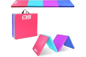 Gymnastic Tumble Exercise Mat Non Slip PU Leather Surface High Density Polyether Material 6FT Long Tri Folding Crash With Car