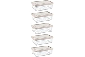 astor24 PREMIUM Aufbewahrungsboxen mit Deckel - lebensmittelecht - sicherer Verschlussclip - transparent - Robuste Qualität - XXL Set für Büro, Kinderzimmer, Küche & Werkstatt (5er Set 6 Liter)