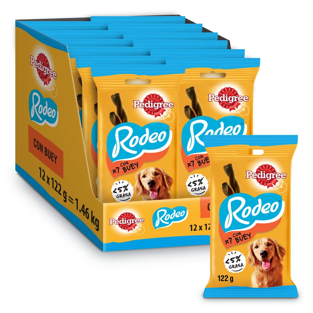 Pedigree Rodeo Snack para Perros en Tiras Sabor Buey (Pack de 12 x 122g)