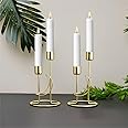 ZS and SONS Set of 2 Moon Design Two T Light Gold Candle Holder for Home Decoration/Candle Stand/Candlestick Table Centerpiece Dinner Ornament Golden Home Decor/Diwali Decoration