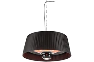 blumfeldt Venice Heat - Lampe chauffante exterieur, Chauffage extérieur infrarouge, Chauffage radiant infrarouge, 800/1000/1800 W, Mécanisme de Suspension - Noir