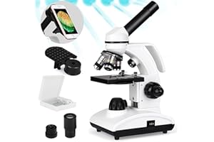 TUWORD Mikroskop für Kinder 40X-1000X Durchlicht und Auflicht-Mikroskop Schüler Jugendliche Einsteiger Erwachsene, Kindermikroskop mit LED-Beleuchtung und Objektträger, Mikroskop Set ohne Batterie
