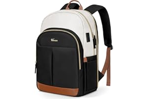 VSNOON 15.6 Inch Laptop Backpack for Women, Waterproof Laptop Rucksack Bag for Women with USB A & C Port, Anti-theft Laptop Backpack for Travel School College Business Work, Brown