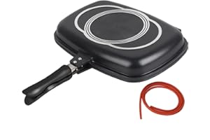 YISENTNO Poêle à Griller portative à Double Face, Poêle à Frire antiadhésive à Rabat Poignée Anti-brûlure sûre Poêle à Omelette Double Cuisinière à ustensiles de Cuisine Poêle carrée avec Anneau