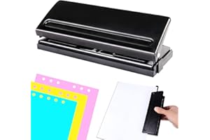 MITENING Perforatrice da Scrivania Regolabile a 6 Fori, Buca Fogli Distanze Regolabili Bucatrice 6 Fori Perforatore A 6 Scomparti per A4 A5 A6 B7, Fora Fino a 10 Fogli, Nero