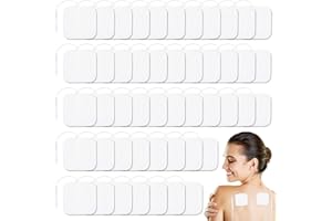 Fouvin TENS Elektroden Pads 50 Stück, Tens Gerät Pads 5 x 5 cm Selbstklebenden, EMS Pads für Trainer, Wiederverwendbar Elektroden Pads für TENS Geräte and EMS Trainer