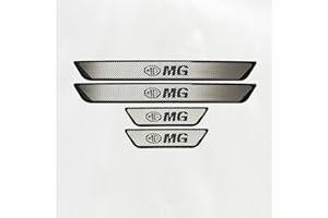 XYPDMGRE 4 Stück Edelstahl Auto Einstiegsleisten Kick Plates für MG ZS 2017-2025, Dekoration Türschwelle Aufkleber Schutzstreifen Zubehör,Carbon Fiber
