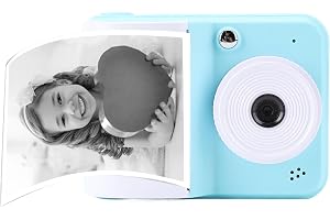 Bewinner Barn Instant Print Camera, 1080p HD Video Digital Kids Camera med Tryckpapper, 48MP -bilder, 2,4 Tum Skärmkompakt Bärbar Omedelbar Kamera för Pojkar och Flickor