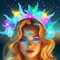 Diadema De Sirena Con Corona De Concha Marina, Diadema Multicolor