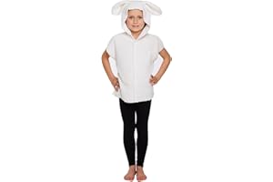 HENBRANDT Children’s White Sheep Costume Fleece Lamb World Book Day School Play Xmas Nativity Halloween Animal Fancy Dress Outfit for Kids Fancy Dress for Girls and Boys