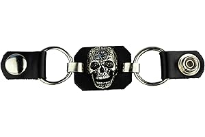 IGUANA CUSTOM CLOTHES Iguana Custom Extension de gilet en cuir pour motards avec décoration métallique et fermetures à boutons pression Custom Chopper Bobber (crâne mexicain)