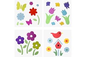 APOMOONS 4 pegatinas de gel para ventana de primavera y verano, pegatinas florales de gelatina, temporada para ventana, pegatina de primavera para ventanas de vidrio para niños