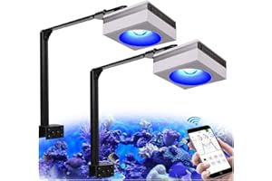 ‎POPBLOOM PopBloom RL90 WiFi Meerwasser LED 200W, Salzwasser LED Beleuchtung für Reef Coral Fish Wasserpflanzen Salzwasser Aquarium,APP unterstützt Deutsch (2 WiFi Lampe mit Armhalterung)