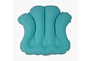 OBBO MED ObboMed® HB-1200 Cuscino da Bagno di Lusso a conciglia, Gonfiabile, in Spugna, con Sostegno per Il Collo e 4 Ventose per la Vasca, idromassaggio, Jacuzzi e Spa – Colore : Blu Tiffany
