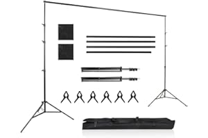 TactFire 2,6x3 m Support de Fond Réglable, Professional pour Fond Studio Photo,avec Sac de Transport pour Photographie/Diffusion en Direct/Mariage