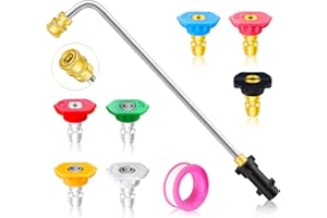 FANOVO Guttering Cleaning Kit for Karcher K2 K3 K4 K5 K6 K7,Pressure Washer Wand 90 Degree Angled Spray Lance, Gutter Rod Cleaner Attachment with 7 Spray Nozzles for Under Chassis Cleaner (90°)