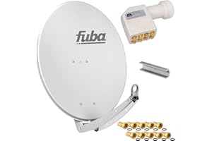 FUBA 78cm für 8 Teilnehmer (Direktanschluss) Digital SAT Anlage DAA780G + Octo LNB weiß 0,1dB Full HDTV 4K 3D + 16 Vergoldete F-Stecker und F- Montageschlüssel gratis dazu