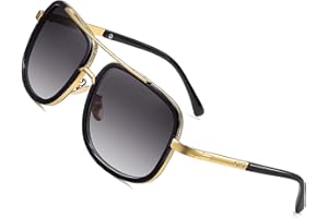 SHEEN KELLY Retro kwadratowe okulary przeciwsłoneczne-markowe metalowe złote okulary przeciwsłoneczne pilot sterownik lustrzany gradient obiektyw, 2, jeden rozmiar