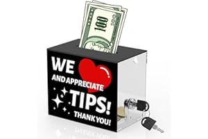 CHONOVO Acryl Spendenbox Abschließbar Spendendose Trinkgeldbox mit Schloss und Schlüssel Abschliessbare Box Durchsichtig für Bars Restaurants Visitenkarten 15,2×10,2×12,6cm