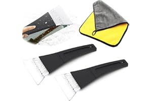 AIXIMA Rascadores de Hielo,2 Piezas Rasqueta de Hielo para Coche + 1 Piezas Toalla Secado Coche,Portátil Nieve Herramienta de Eliminación para Coche para Parabrisas de Coche y Ventanas