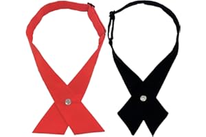 NiceYnn 2Pcs Cravates Croisées Pré-noué Nœud Papillon Réglable Bouton Pression pour Chemise Uniforme Scolaire Anniversaire