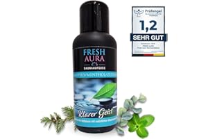 ‎FRESH AURA FRESH AURA Saunaaufguss – Sauna Aufgussmittel mit Eukalyptus, Menthol, Zedernöl – Sehr ergiebiger und langanhaltender Saunaduft mit natürlichen ätherischen Ölen | Made in Germany (100ml)