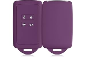 kwmobile Accessoire clé de Voiture Compatible avec Renault Smart Key 4-Bouton (Keyless Go Uniquement) - Coque en Silicone Souple avec Embout Porte-Clé - Magenta Lilas