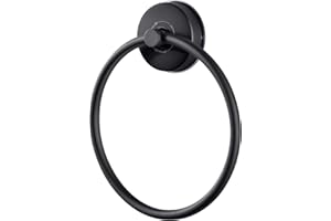 JOMOLA Toallero de Aro con Ventosa Negro Mate Toalla Anillo de Acero Inoxidable Sin Taladrar Anillo de Toalla Baño Colgador de Toallas Montaje en Pared Acabado Cepillado