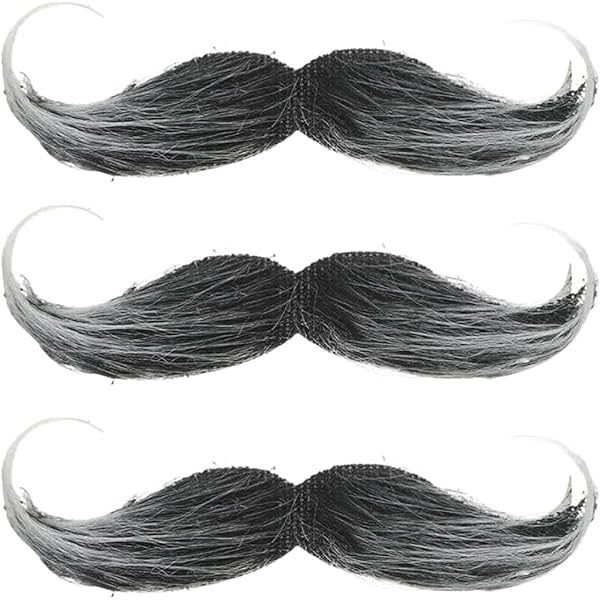 Barbe Finte Autoadesive - 4 Pezzi Con Baffi Ricci - Per Costumi E Feste - Nero E Marrone - Poliestere