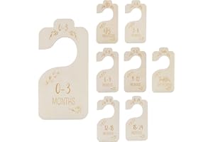 Ruiqas 8pcs Séparateurs de garde-robe en bois pour bébés pour vêtements Organisateur de placard suspendu double face de nouveau-né à 24 mois
