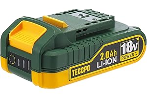 TECCPO Professional 18V 2.0Ah Batteria Ricaricabile al Litio, Batteria di Ricambio per Tutti TECCPO Strumenti da 18V senza Fili - TDBP02P