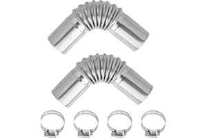 ALPPIHYM Paquete de 2 conectores de codo de escape de acero inoxidable de 25 mm: accesorio resistente para calentadores automotrices y calentadores diésel, incluidas cuatro abrazaderas de acero inoxidable