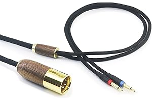 HANSNBY 4-pin XLR Balanced Male 6N OCC Copper Silver Plated Cord 4-pin XLR Balanced Cable Kompatibel mit Denon AH-D7200 AH-D7100 AH-D9200 AH-D5200, für Focal Elear Kopfhörer Walnuss Holzgehäuse 3m/10ft