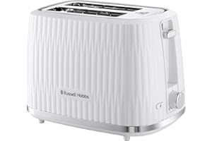 Russell Hobbs Eden 2 Slice Toaster (6 Browning settings, High lift feature, Frozen, reheat, cancel functions, Removable crumb tray, 800W, White) 27370